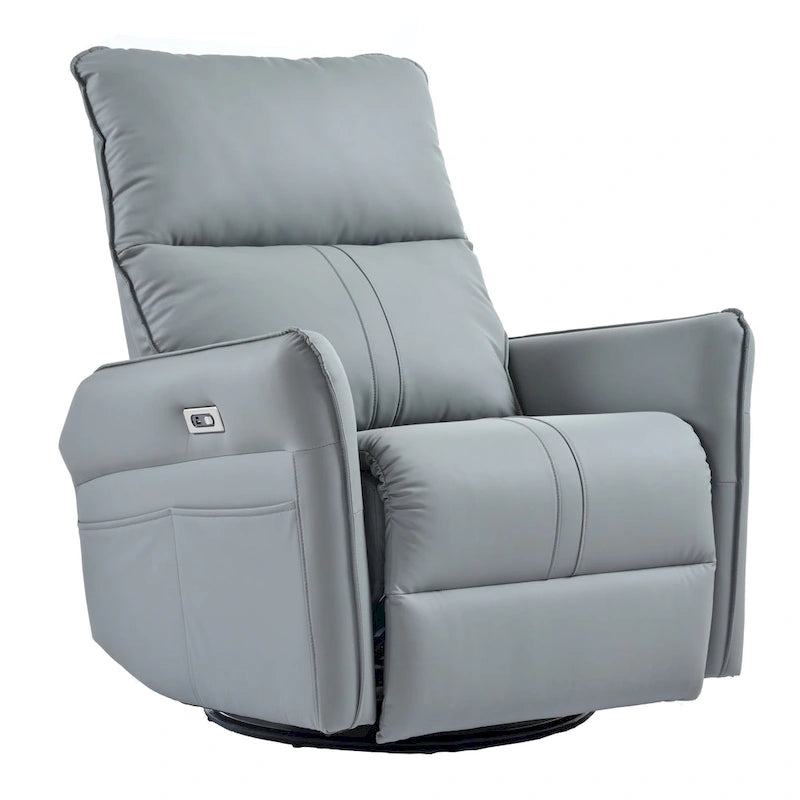 Fauteuil inclinable, pivotant et berçant motorisé avec port de chargement USB pour salon