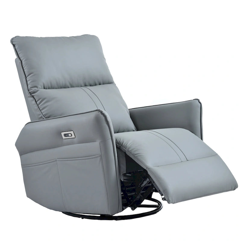 Fauteuil inclinable, pivotant et berçant motorisé avec port de chargement USB pour salon