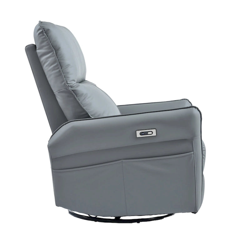 Fauteuil inclinable, pivotant et berçant motorisé avec port de chargement USB pour salon