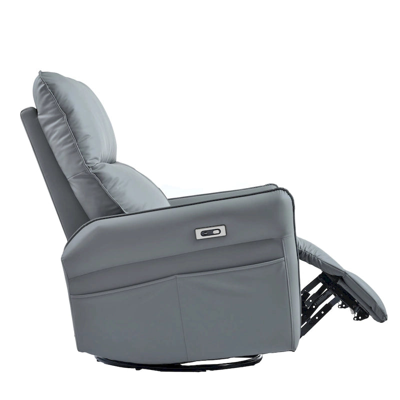 Fauteuil inclinable, pivotant et berçant motorisé avec port de chargement USB pour salon