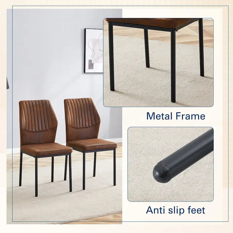Chaise de salle à manger capitonnée haute résilience avec pieds en métal noir