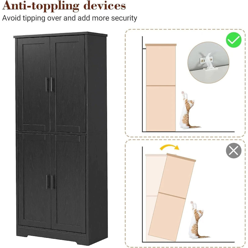 Meuble de cuisine, Armoire de rangement autonome avec portes et etagères