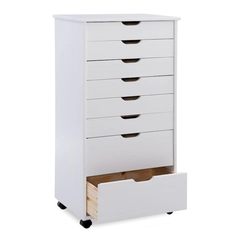 Meuble de rangement roulant blanc à 8 tiroirs de 4 po