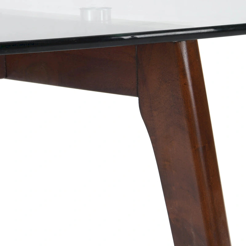 Table basse Mid-Century Modern en verre trempé et bois massif pour l'intérieur