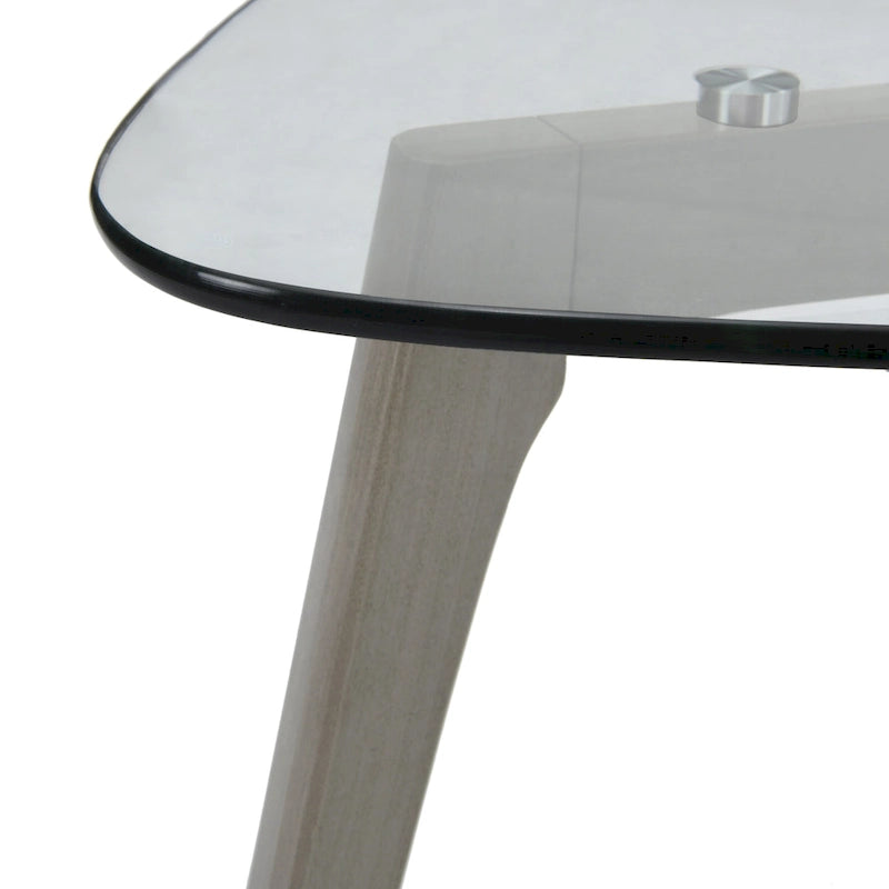 Table basse Mid-Century Modern en verre trempé et bois massif pour l'intérieur
