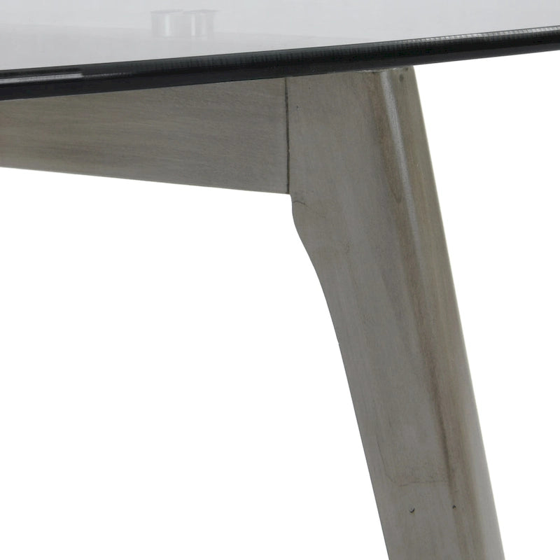 Table basse Mid-Century Modern en verre trempé et bois massif pour l'intérieur