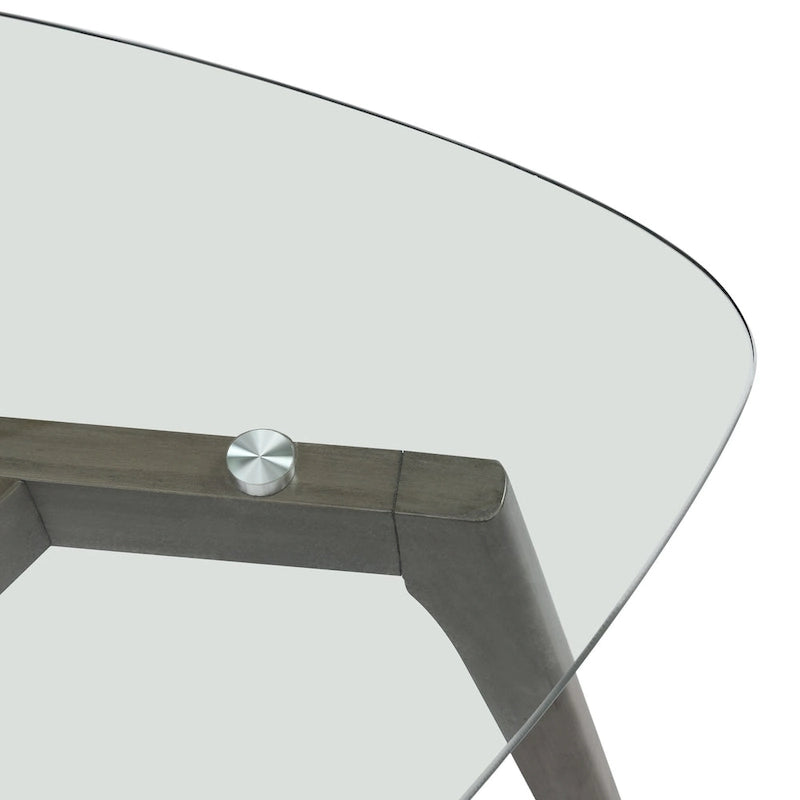 Table basse Mid-Century Modern en verre trempé et bois massif pour l'intérieur