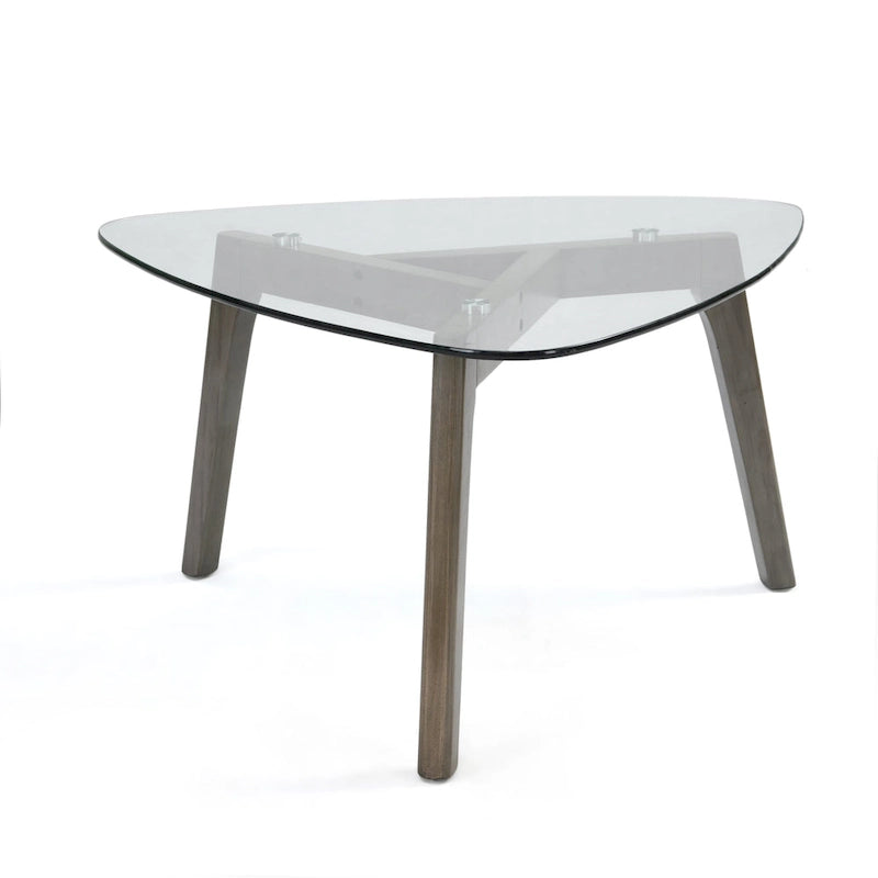 Table basse Mid-Century Modern en verre trempé et bois massif pour l'intérieur