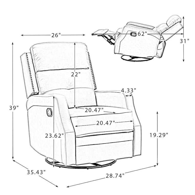 Fauteuil relax pivotant capitonné avec piètement en métal