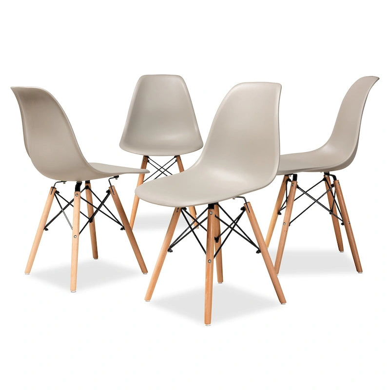 Chaise de salle à manger moderne en polypropylène avec pieds en bois de hêtre
