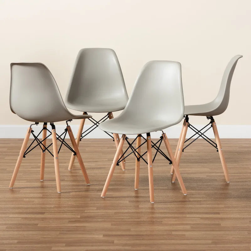 Chaise de salle à manger moderne en polypropylène avec pieds en bois de hêtre