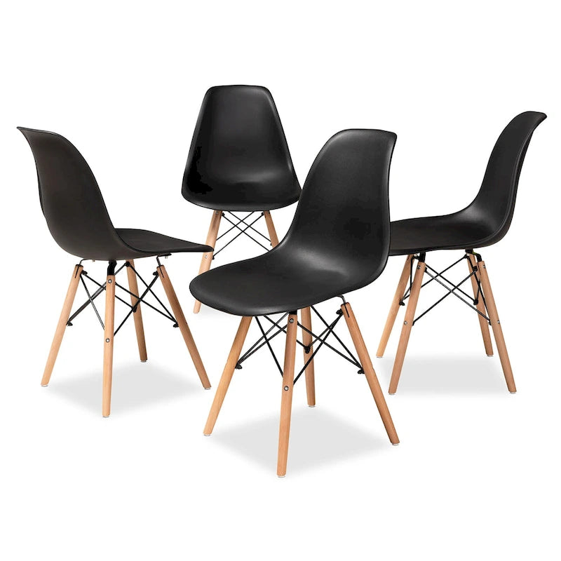 Chaise de salle à manger moderne en polypropylène avec pieds en bois de hêtre