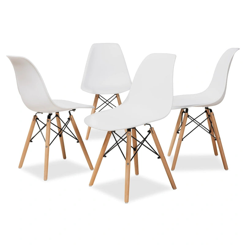 Chaise de salle à manger moderne en polypropylène avec pieds en bois de hêtre