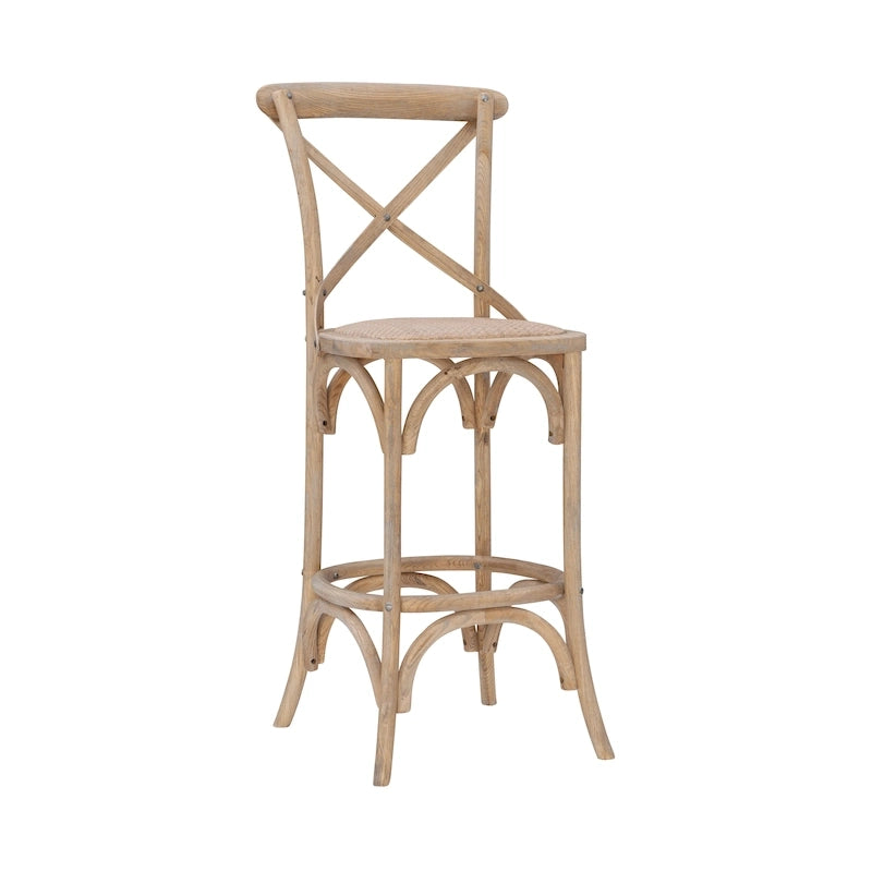 Tabouret de bar rustique à dossier croisé
