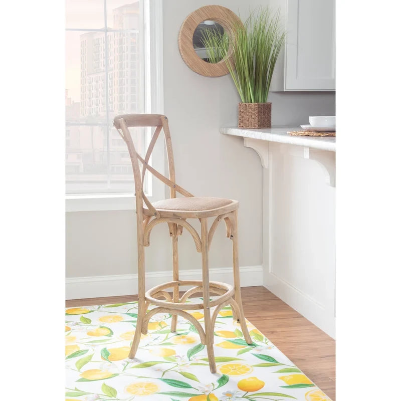 Tabouret de bar rustique à dossier croisé