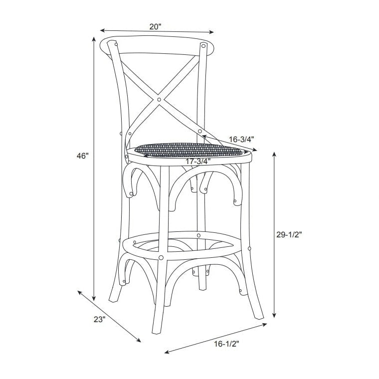 Tabouret de bar rustique à dossier croisé