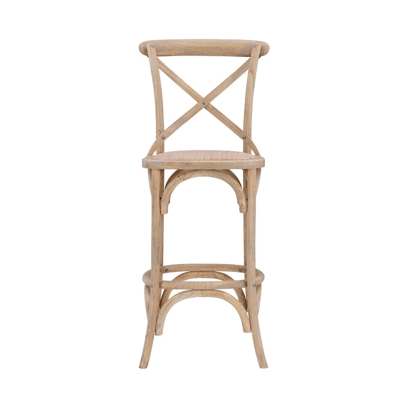 Tabouret de bar rustique à dossier croisé