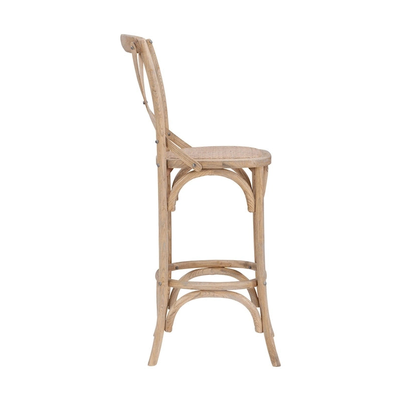 Tabouret de bar rustique à dossier croisé