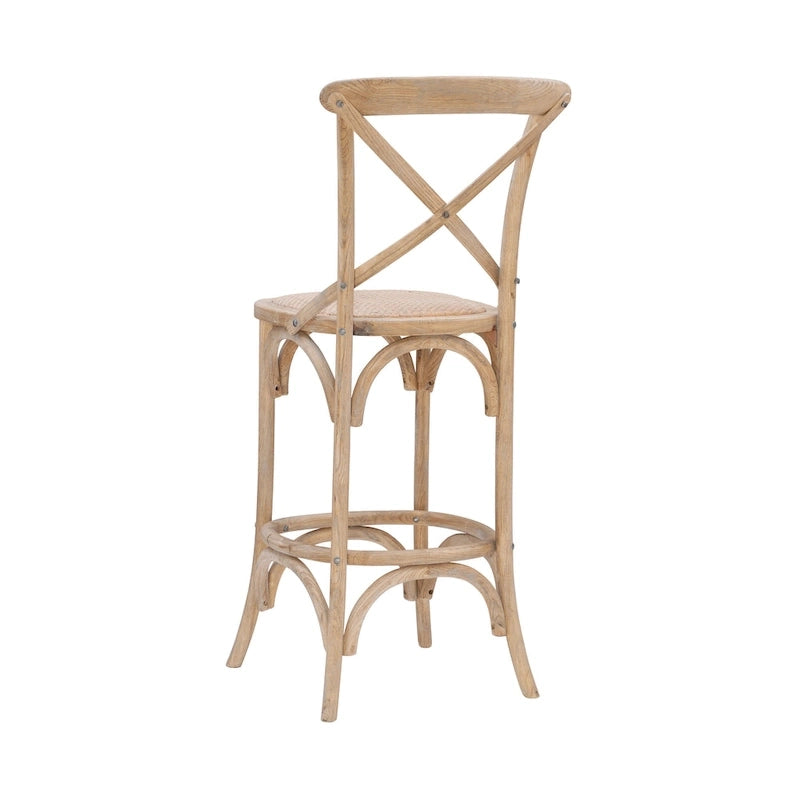 Tabouret de bar rustique à dossier croisé