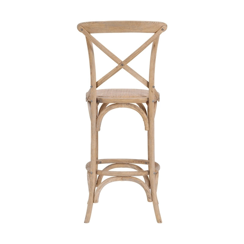 Tabouret de bar rustique à dossier croisé