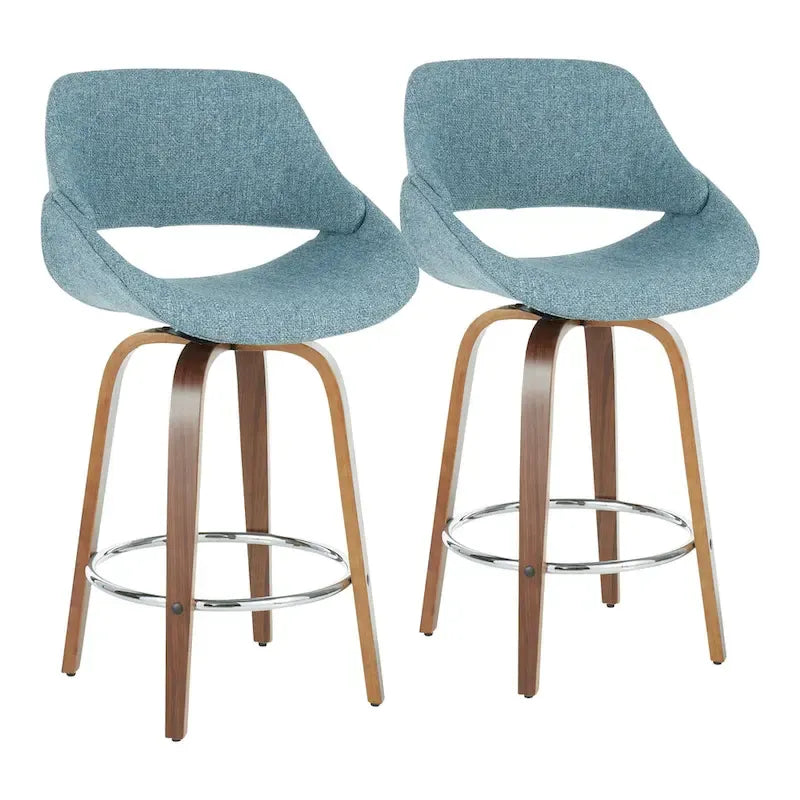 Tabouret de comptoir rembourré avec repose-pieds rond chromé et assise pivotante