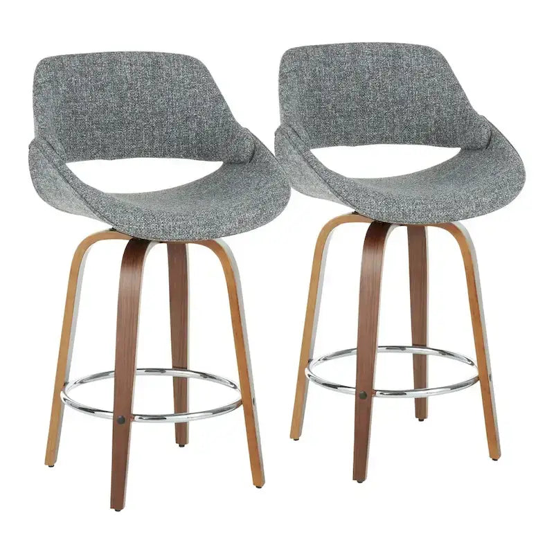 Tabouret de comptoir rembourré avec repose-pieds rond chromé et assise pivotante