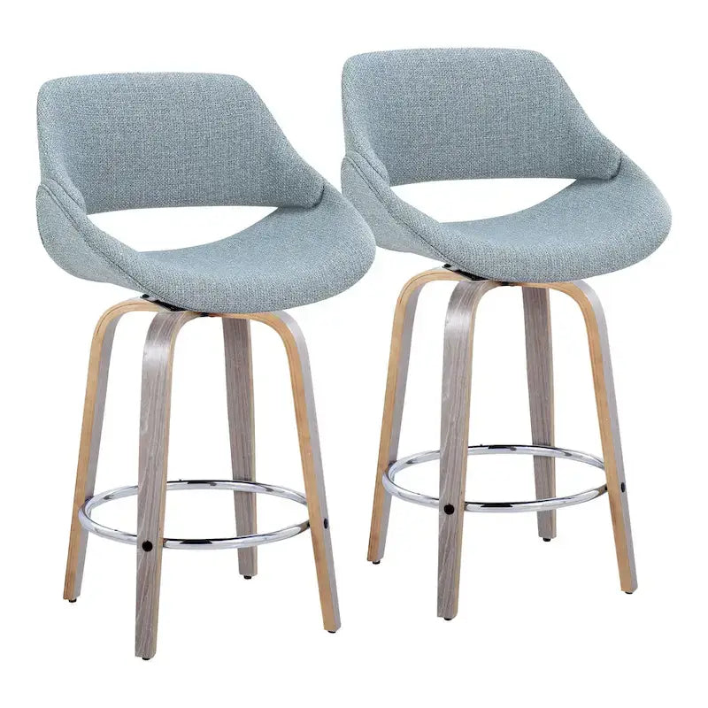 Tabouret de comptoir rembourré avec repose-pieds rond chromé et assise pivotante