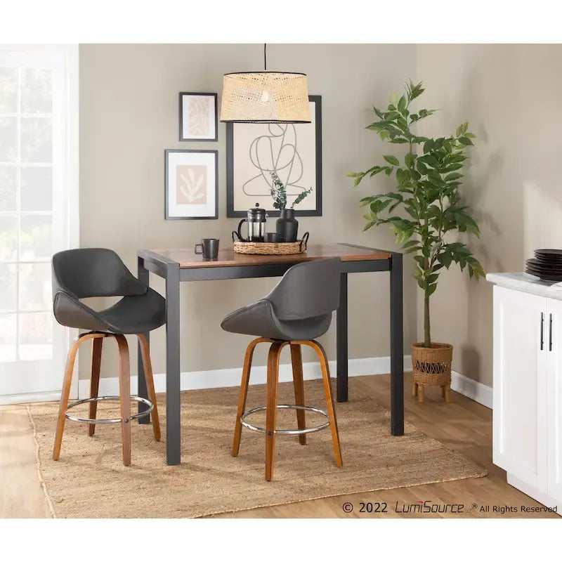 Tabouret de comptoir rembourré avec repose-pieds rond chromé et assise pivotante
