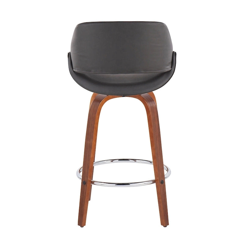 Tabouret de comptoir rembourré avec repose-pieds rond chromé et assise pivotante