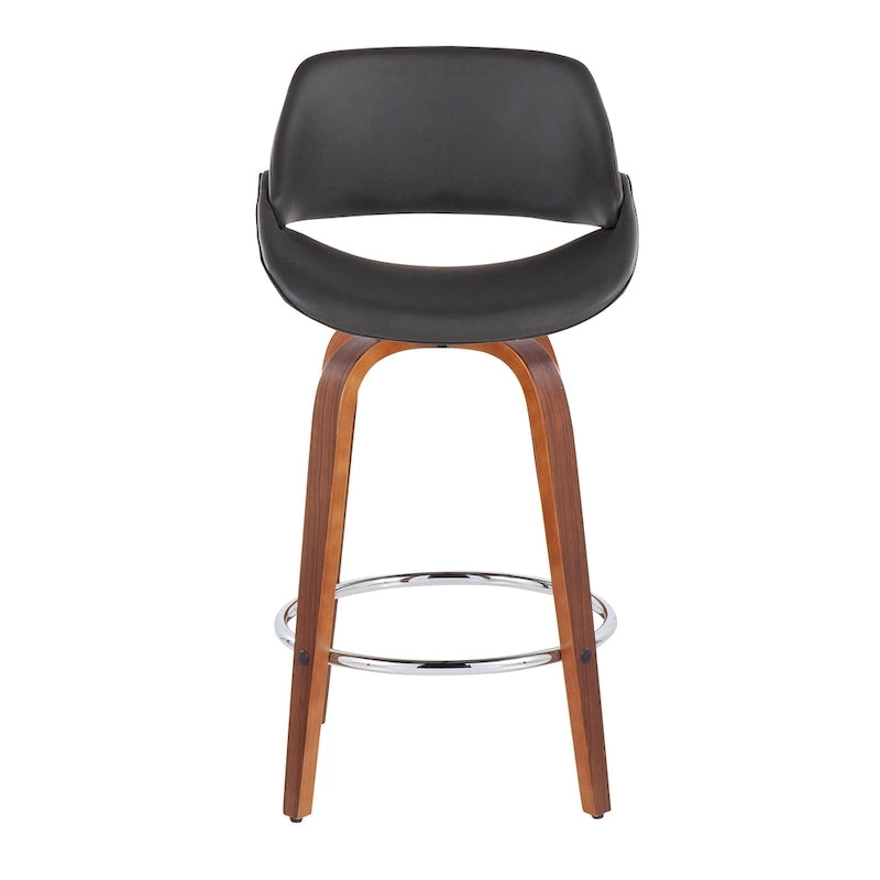 Tabouret de comptoir rembourré avec repose-pieds rond chromé et assise pivotante