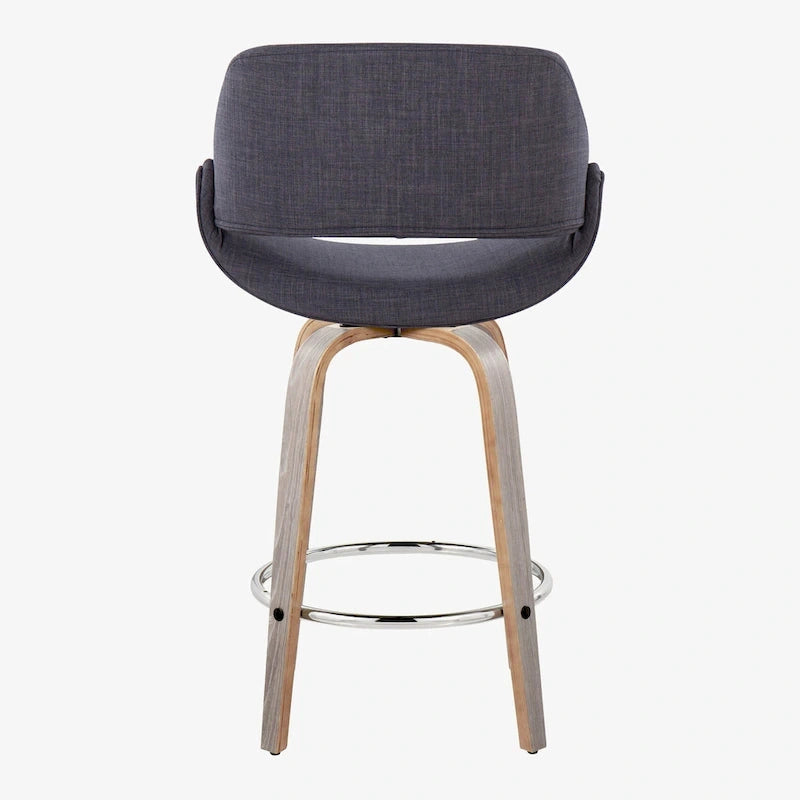 Tabouret de comptoir rembourré avec repose-pieds rond chromé et assise pivotante