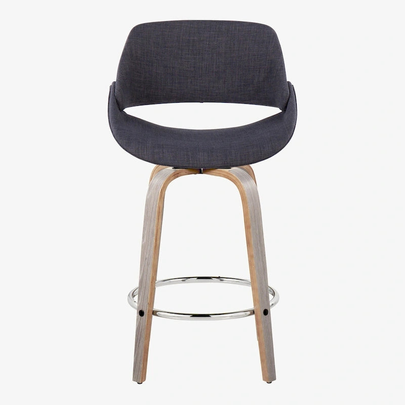 Tabouret de comptoir rembourré avec repose-pieds rond chromé et assise pivotante