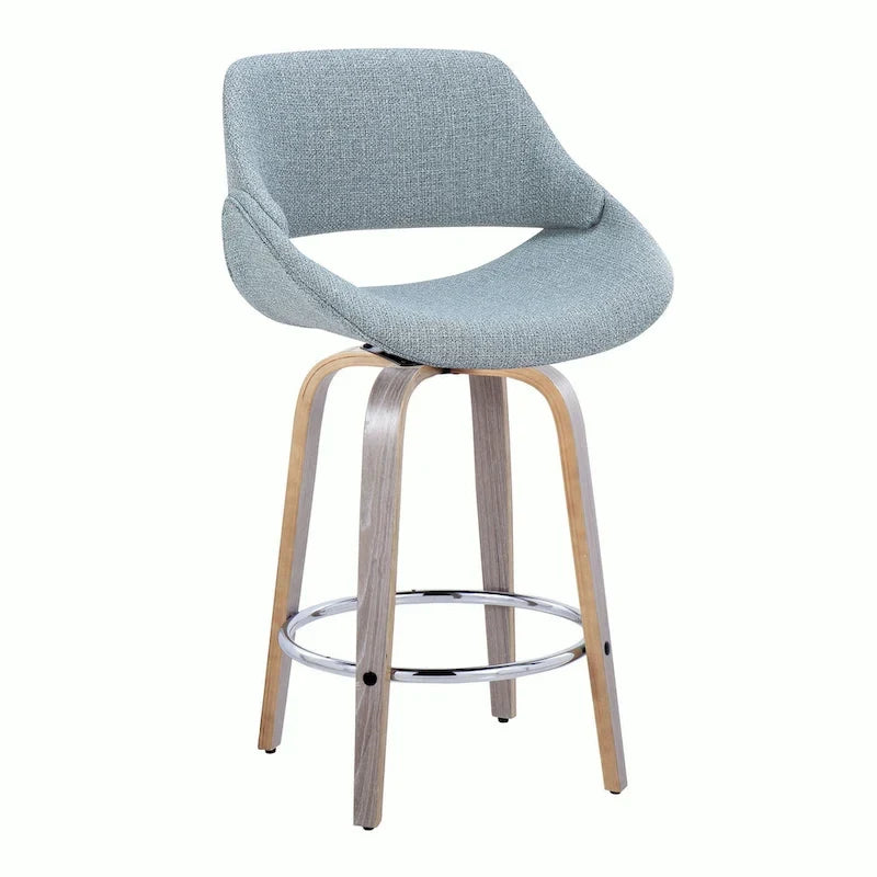 Tabouret de comptoir rembourré avec repose-pieds rond chromé et assise pivotante