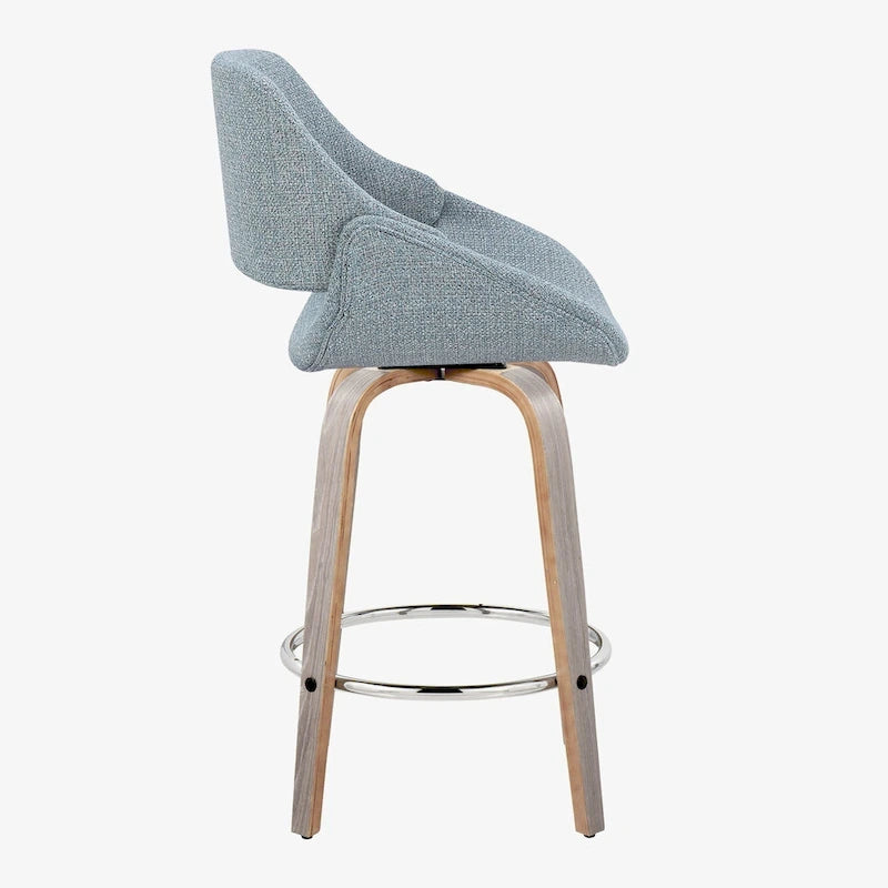 Tabouret de comptoir rembourré avec repose-pieds rond chromé et assise pivotante