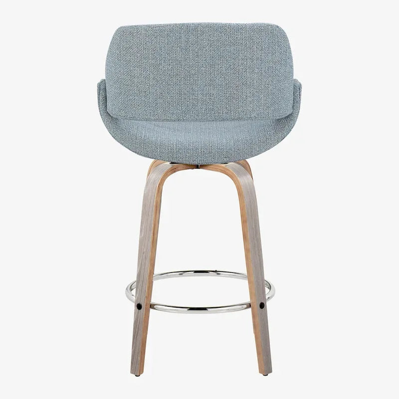 Tabouret de comptoir rembourré avec repose-pieds rond chromé et assise pivotante