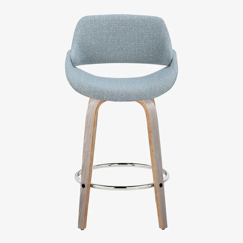 Tabouret de comptoir rembourré avec repose-pieds rond chromé et assise pivotante