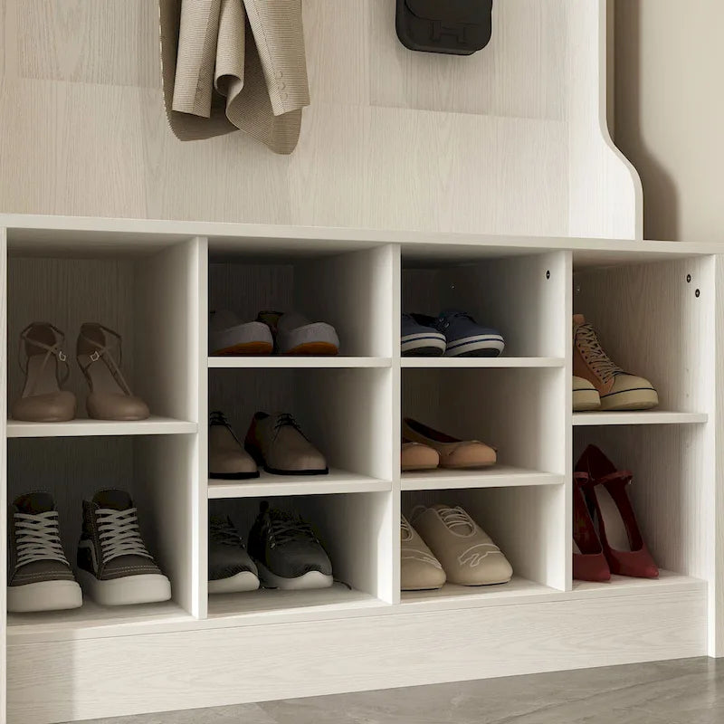 Meuble d'entrée avec banc, étagère à chaussures et patères