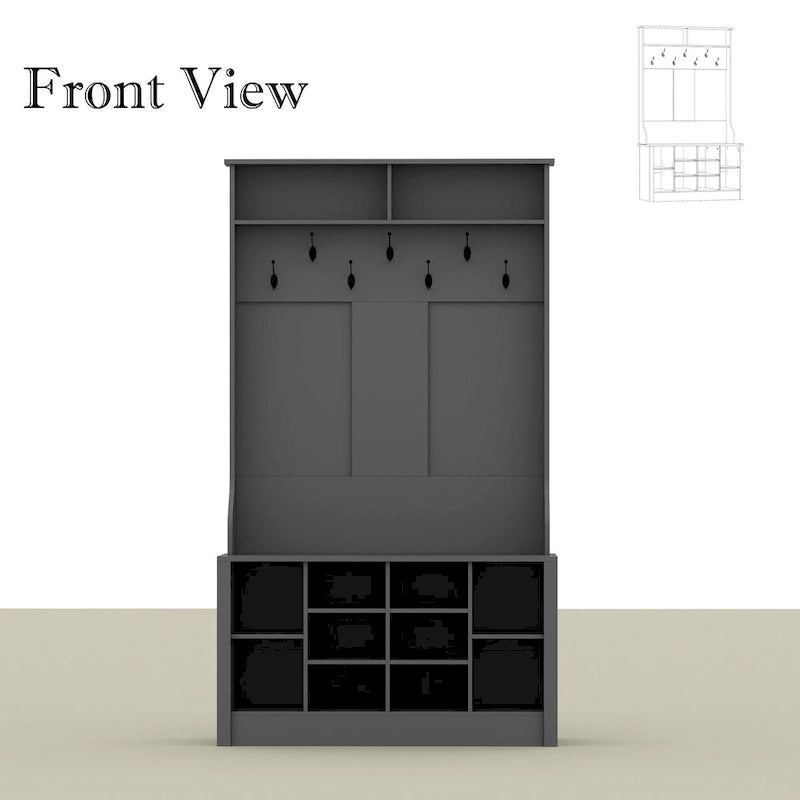 Meuble d'entrée avec banc, étagère à chaussures et patères