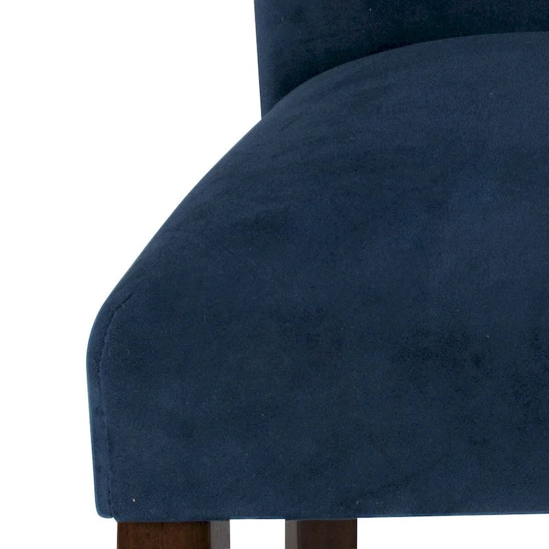 Chaise de salle à manger Parsons classique en velours bleu marine foncé avec pieds en noyer