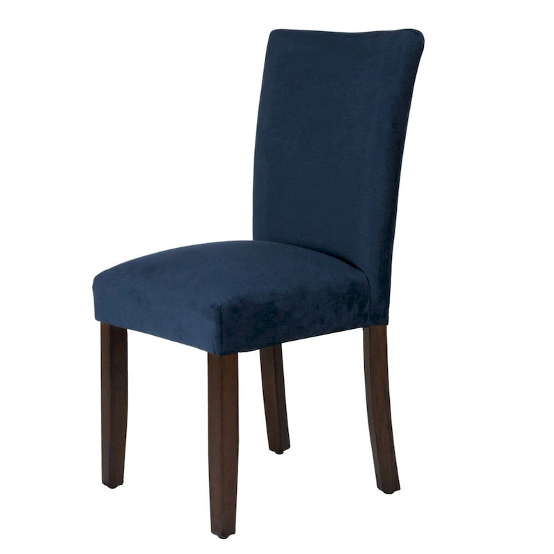 Chaise de salle à manger Parsons classique en velours bleu marine foncé avec pieds en noyer