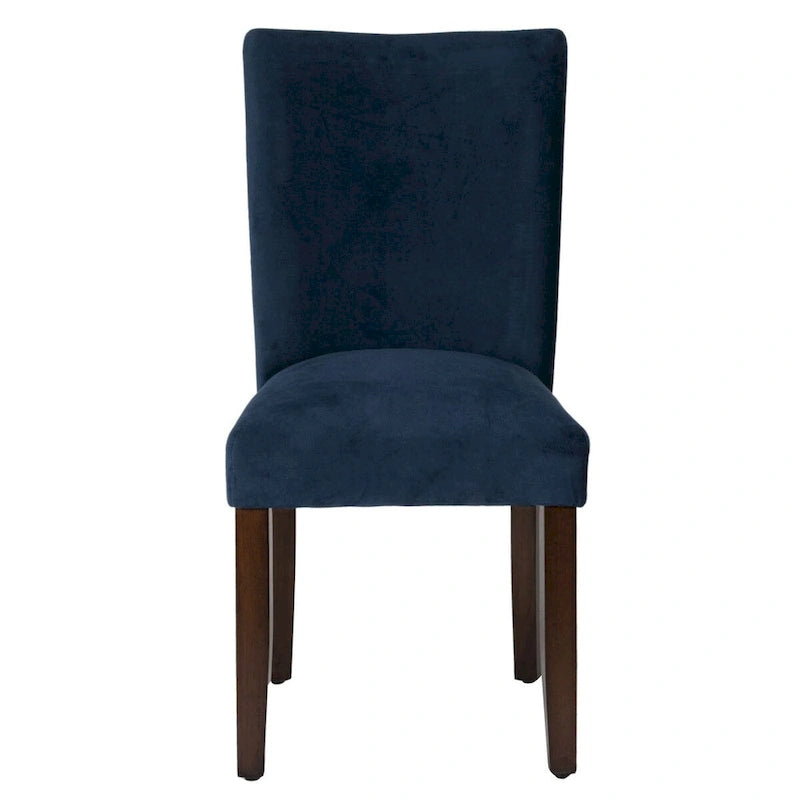 Chaise de salle à manger Parsons classique en velours bleu marine foncé avec pieds en noyer