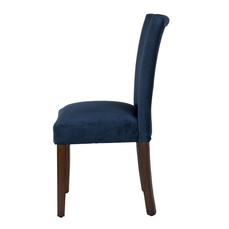 Chaise de salle à manger Parsons classique en velours bleu marine foncé avec pieds en noyer