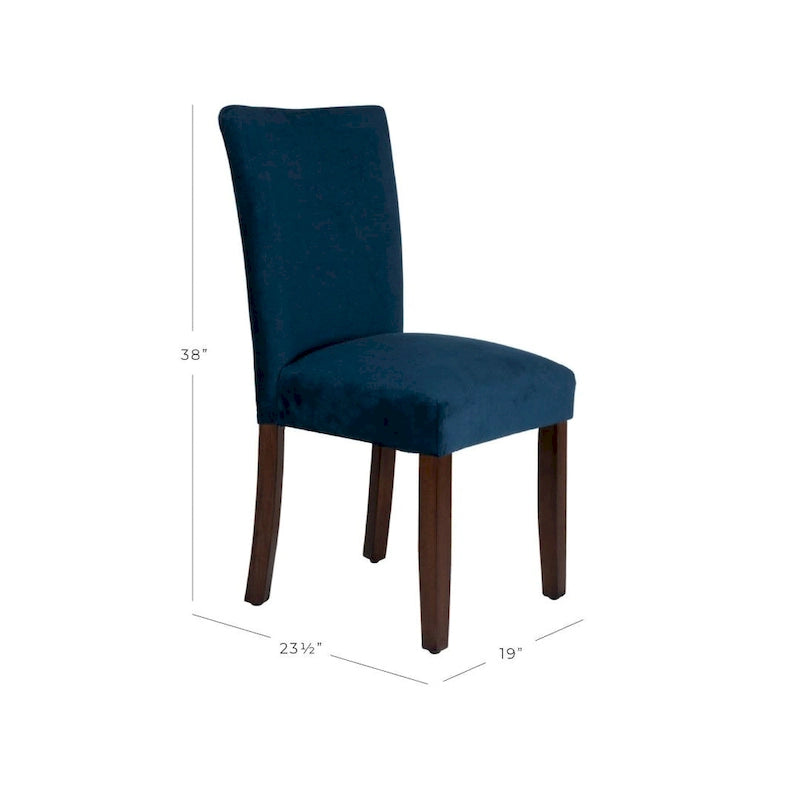 Chaise de salle à manger Parsons classique en velours bleu marine foncé avec pieds en noyer