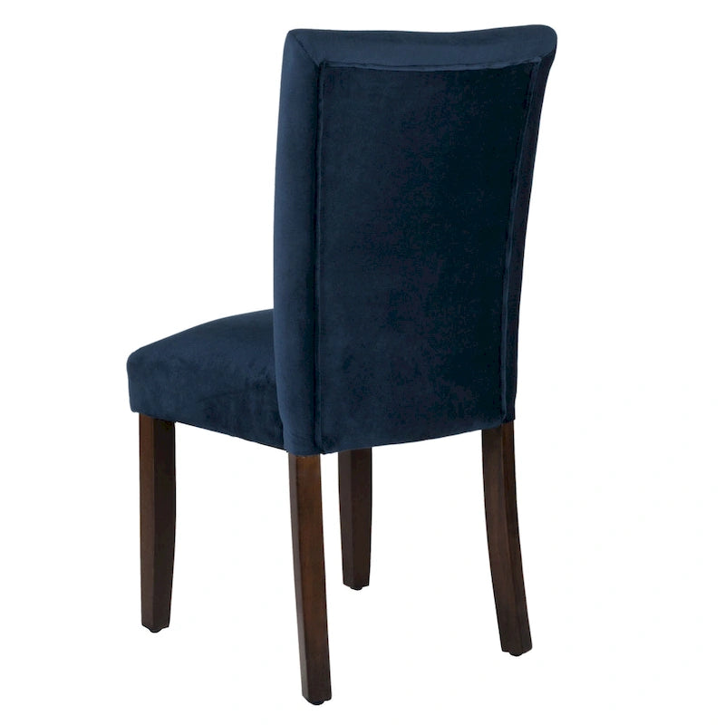 Chaise de salle à manger Parsons classique en velours bleu marine foncé avec pieds en noyer