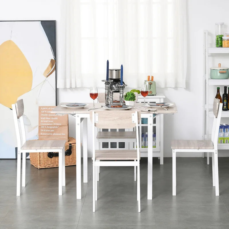 Table à manger moderne à abattants, design pliable pour petits espaces, blanche