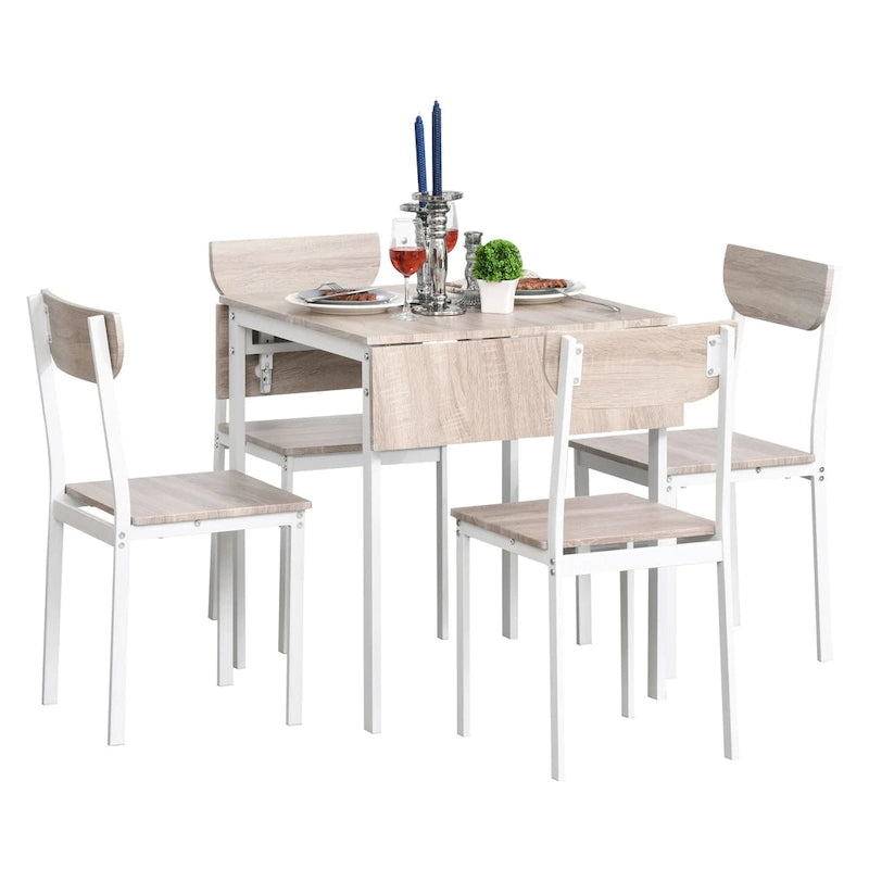Table à manger moderne à abattants, design pliable pour petits espaces, blanche