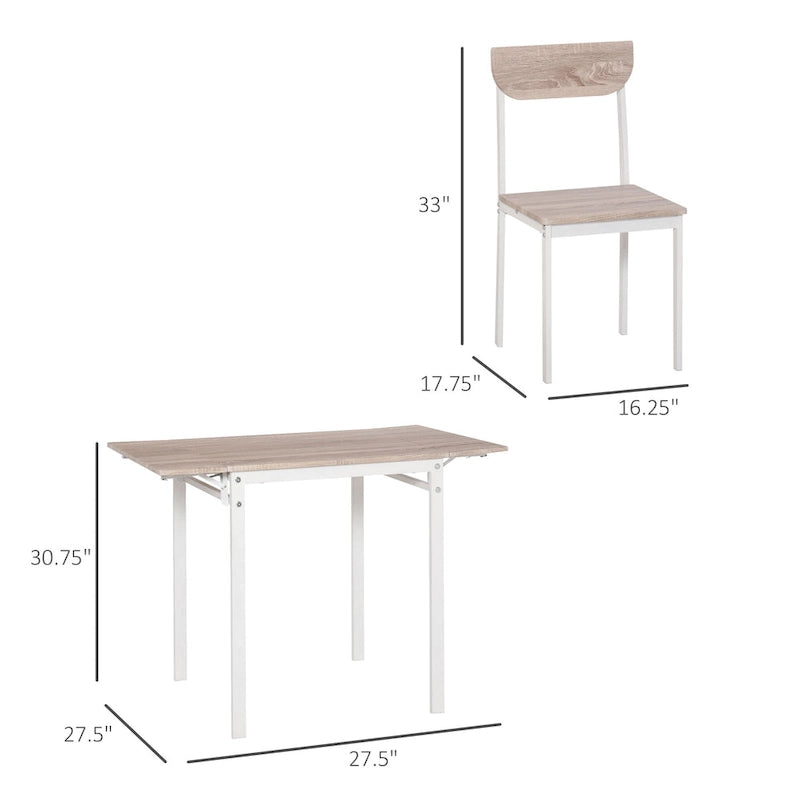 Table à manger moderne à abattants, design pliable pour petits espaces, blanche