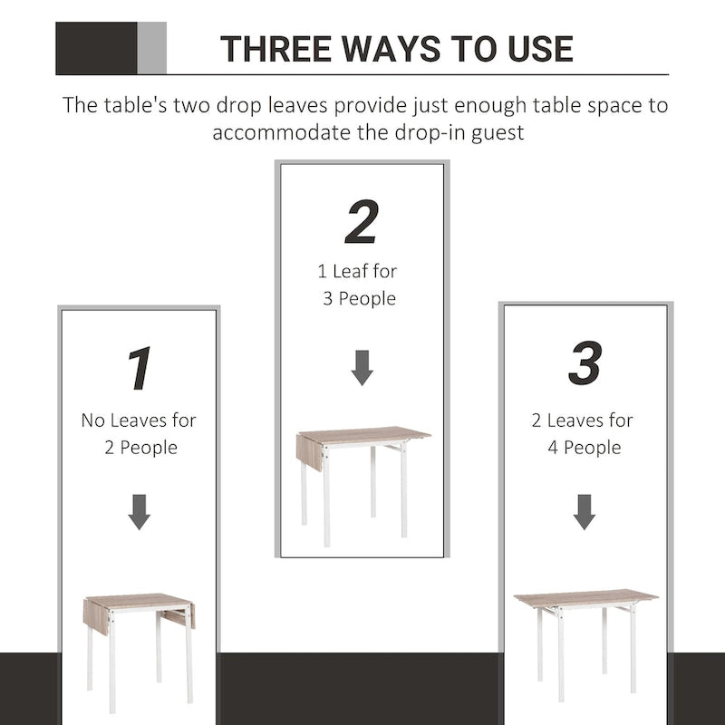 Table à manger moderne à abattants, design pliable pour petits espaces, blanche