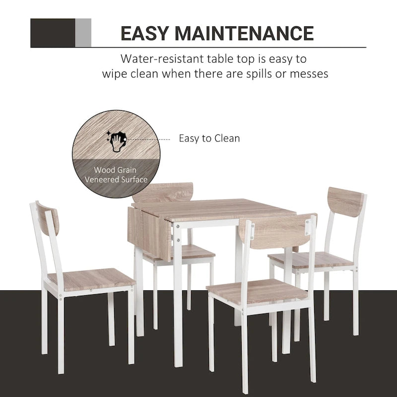 Table à manger moderne à abattants, design pliable pour petits espaces, blanche