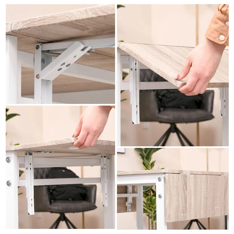 Table à manger moderne à abattants, design pliable pour petits espaces, blanche